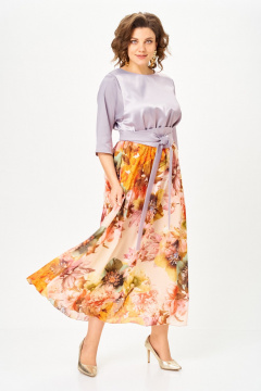 Платье ANASTASIA MAK 1229-Ш лиловый+ цветы - фото 2