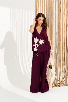 Брюки ELLETTO 12388 винный - фото 3