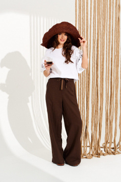 Блуза ELLETTO 13002 бело-коричневый - фото 3