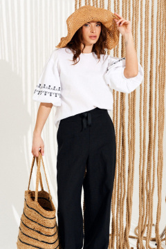 Блуза ELLETTO 13002 бело-черный - фото 4