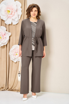 Блуза, брюки, жакет VOLNA 1458 бежевый-капучино - фото 1