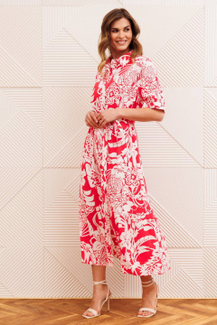 Платье Gizart 5126/2 коралл цветы - фото 3