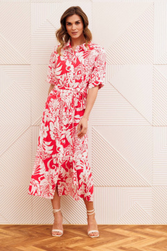 Платье Gizart 5126/2 коралл цветы - фото 1