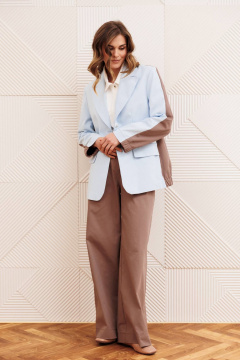 Брюки, жакет Gizart 5368 голубой+ капучино - фото 5