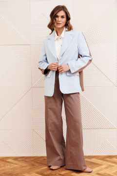 Брюки, жакет Gizart 5368 голубой+ капучино - фото 1