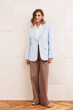 Брюки, жакет Gizart 5377 голубой+капучино - фото 1