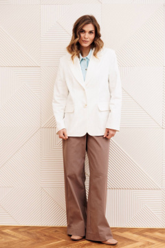 Брюки, жакет Gizart 5377 молочный+капучино - фото 3