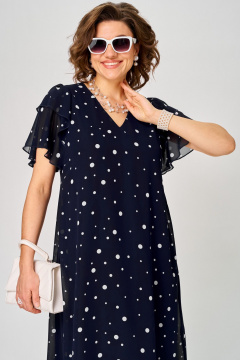 Платье EVA GRANT 7116 синий-горох - фото 5