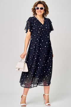 Платье EVA GRANT 7116 синий-горох - фото 3