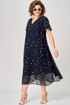 Платье EVA GRANT 7116 синий-горох - фото 2
