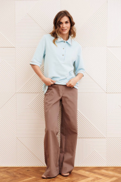 Брюки, джемпер Gizart 5383 голубой, капучино - фото 2