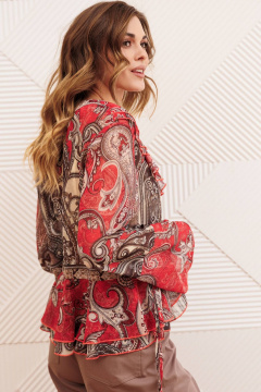 Блуза, брюки Gizart 5403 красно-коричневый, капучино - фото 4