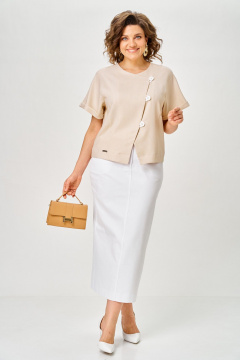 Жакет, юбка Michel chic 1422 карамель-белый - фото 1