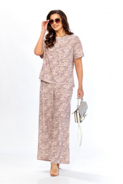 Блуза, брюки Taita plus 2611/1 абстракция_беж+молоко - фото 3