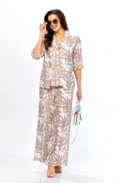 Блуза, брюки Taita plus 2613/1 абстракция беж+молоко - фото 2