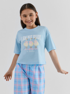 Брюки, футболка Mark Formelle 567749/25-39521ПП-14 голубой_розово_голубая_клетка_3_сл_на_пол - фото 1