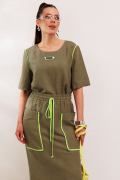 Блуза, юбка Galean Style 1008 хаки - фото 3