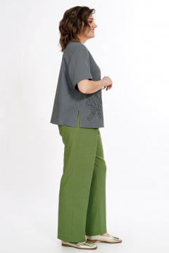 Блуза, брюки Alani Collection 2522 серый-зеленый - фото 5