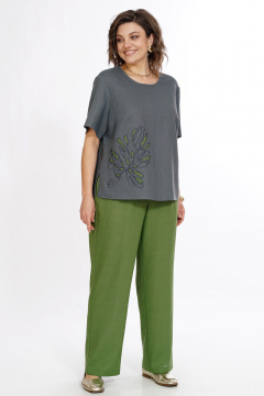 Блуза, брюки Alani Collection 2522 серый-зеленый - фото 4