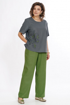 Блуза, брюки Alani Collection 2522 серый-зеленый - фото 2