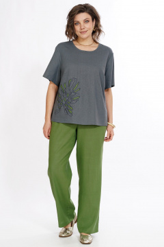 Блуза, брюки Alani Collection 2522 серый-зеленый - фото 1