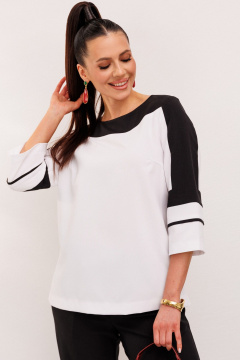 Комбо: прямая блуза и брюки из двухцветного текстиля Galean Style 938 - фото 3