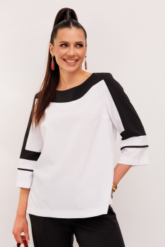 Комбо: прямая блуза и брюки из двухцветного текстиля Galean Style 938 - фото 2