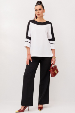 Комбо: прямая блуза и брюки из двухцветного текстиля Galean Style 938 - фото 1