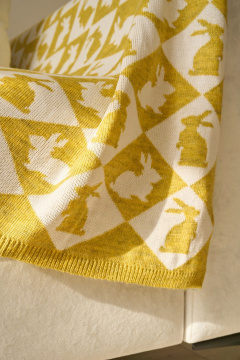 Плед Belange 3551 бело-горчичный - фото 4