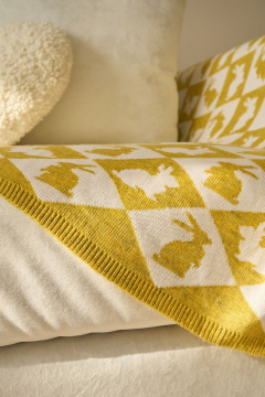 Плед Belange 3551 бело-горчичный - фото 3