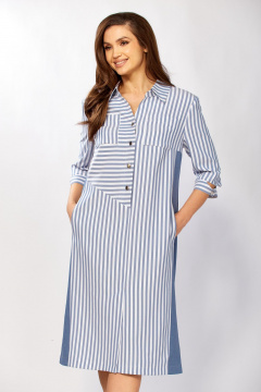 Платье Tensi 411 джинсовый-белый - фото 4