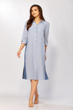 Платье Tensi 411 джинсовый-белый - фото 1