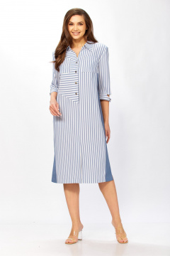 Платье Tensi 411 джинсовый-белый - фото 3