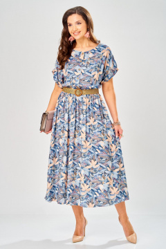 Платье Твой имидж 2396 голубой_с_принтом - фото 4