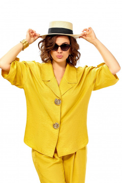 Брюки, жакет Ольга Стиль С-1013 горчица - фото 5