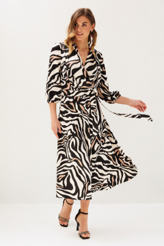 Платье Ларс Стиль 1212 молочный_ бежево-черный - фото 5