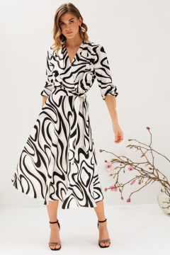 Платье Ларс Стиль 1212/1 молочный_ серо-черный - фото 1