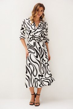 Платье Ларс Стиль 1212/1 молочный_ серо-черный - фото 3