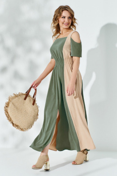 Платье Euromoda 520 беж/хаки - фото 1