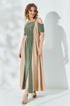 Платье Euromoda 520 беж/хаки - фото 2