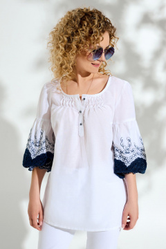 Блуза Euromoda 611 белый/синий - фото 1