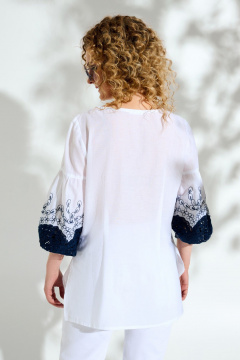 Блуза Euromoda 611 белый/синий - фото 2