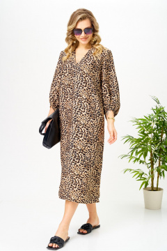 Платье AVA fashion М-191 коричневый-бежевый - фото 3