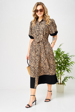 Платье AVA fashion М-194 черный-бежевый - фото 3