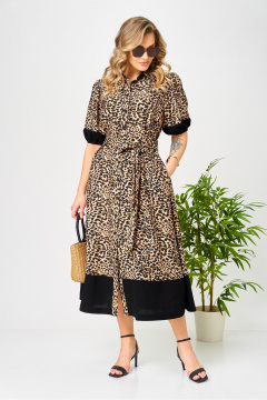 Платье AVA fashion М-194 черный-бежевый - фото 2