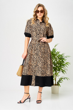 Платье AVA fashion М-194 черный-бежевый - фото 1