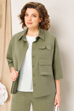 Блуза, брюки, жакет VOLNA 1463 олива - фото 3