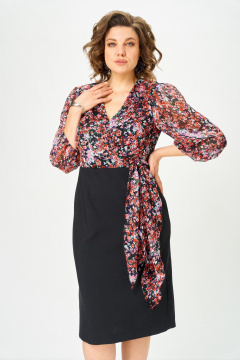 Платье Орхидея 1675 черный_цветы - фото 3