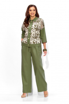 Брюки, жакет, топ TAiER 1437 олива - фото 2