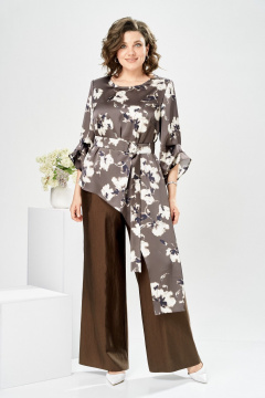 Брюки, туника Romanovich Style 2-2750 цветы/коричневый - фото 1